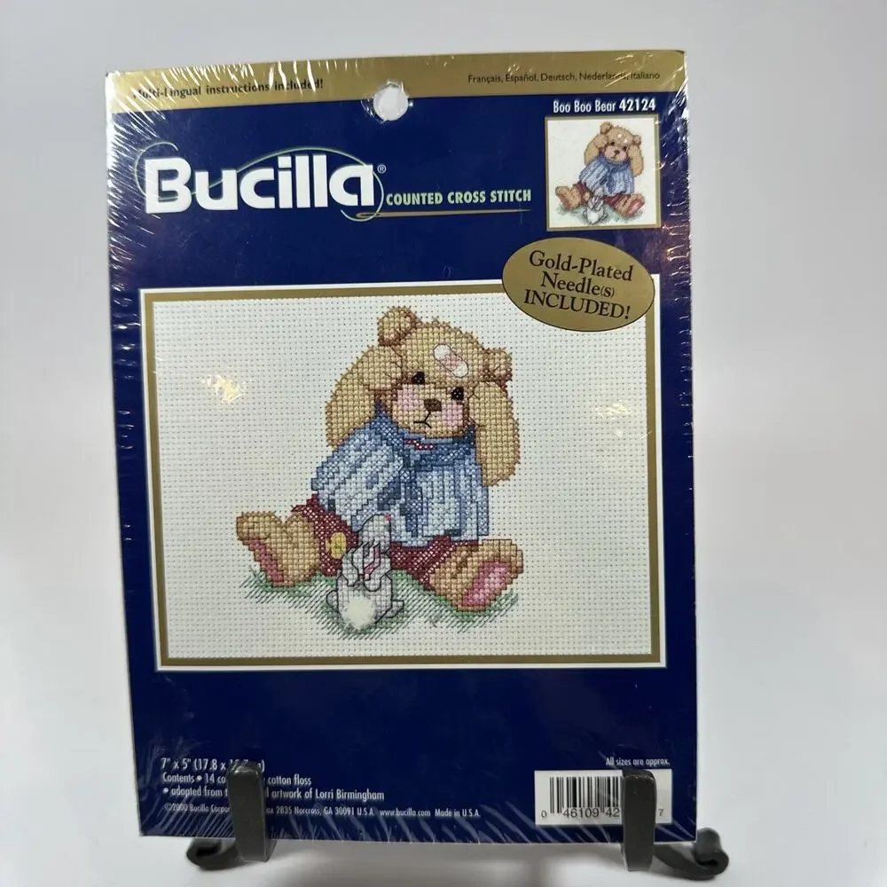 Bucilla BOO BOO BEAR Counted Cross‎ Stitch Kit Bunny Factory Sealed 5X7 New!